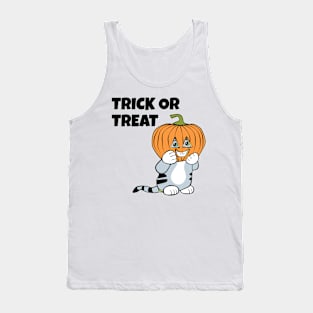 Halloween Cat with Pumpkin on Head Tank Top